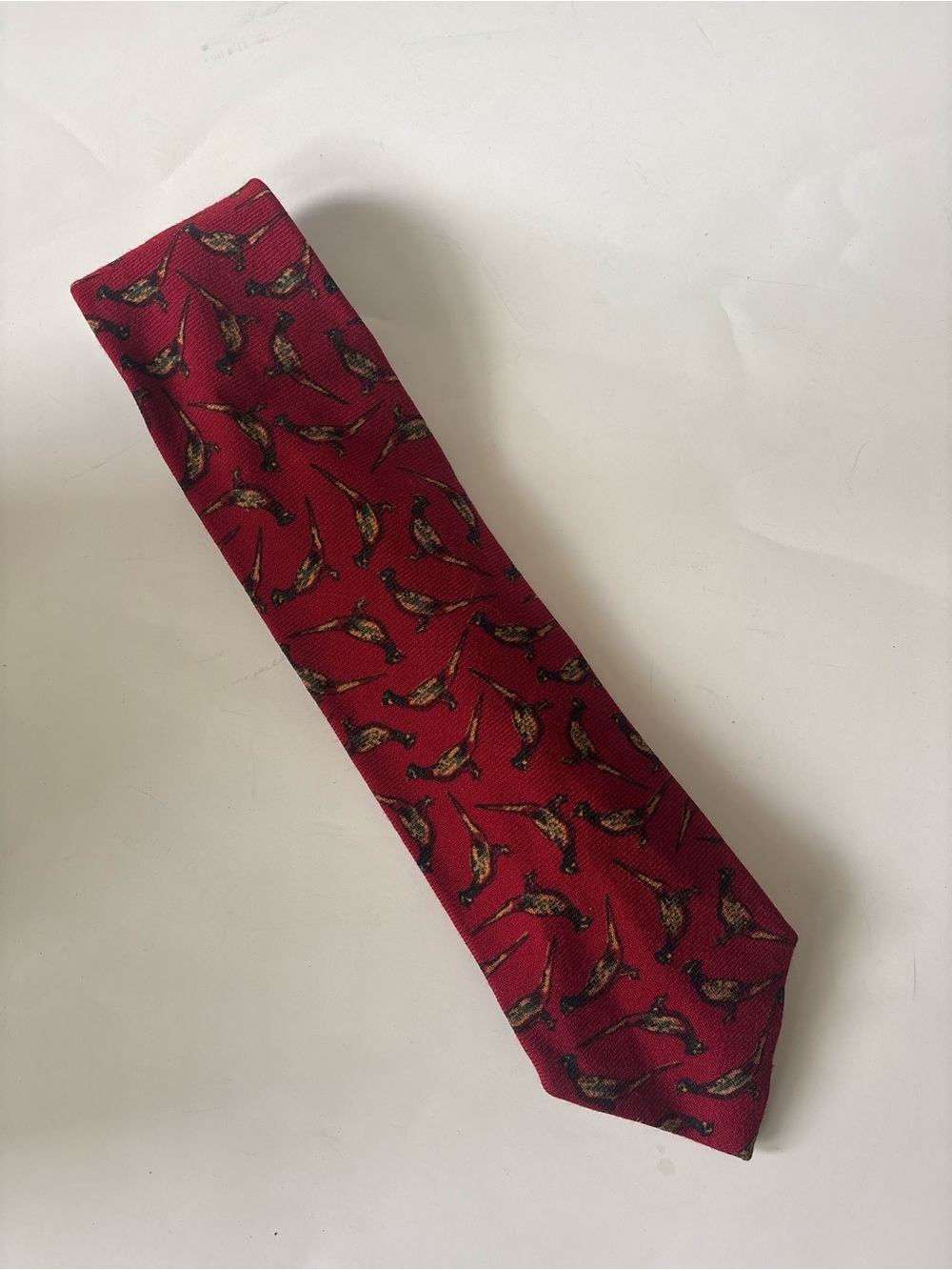 Vintage polo Ralph Lauren Red Bird Pattern Tie wool